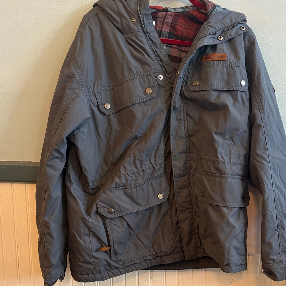 Columbia Men's Gray Hooded Military Jacket